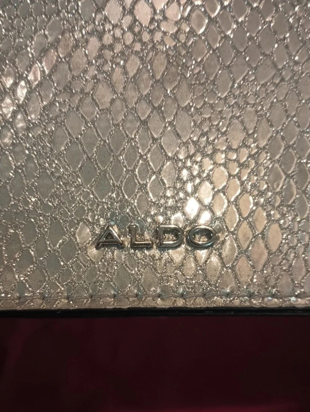 ALDO Silver Textured Top-Handle Satchel Like New Stylish Sparkles Unique Fun